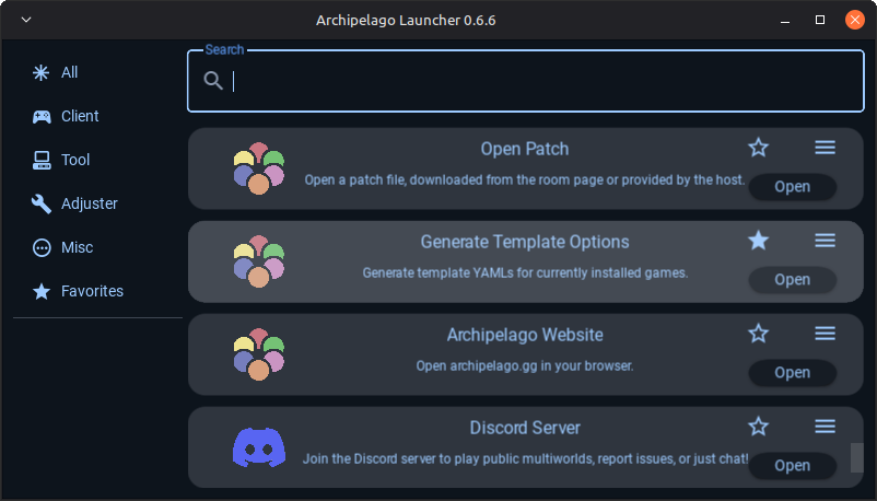 Generate Template Options menu item in Archipelago Launcher